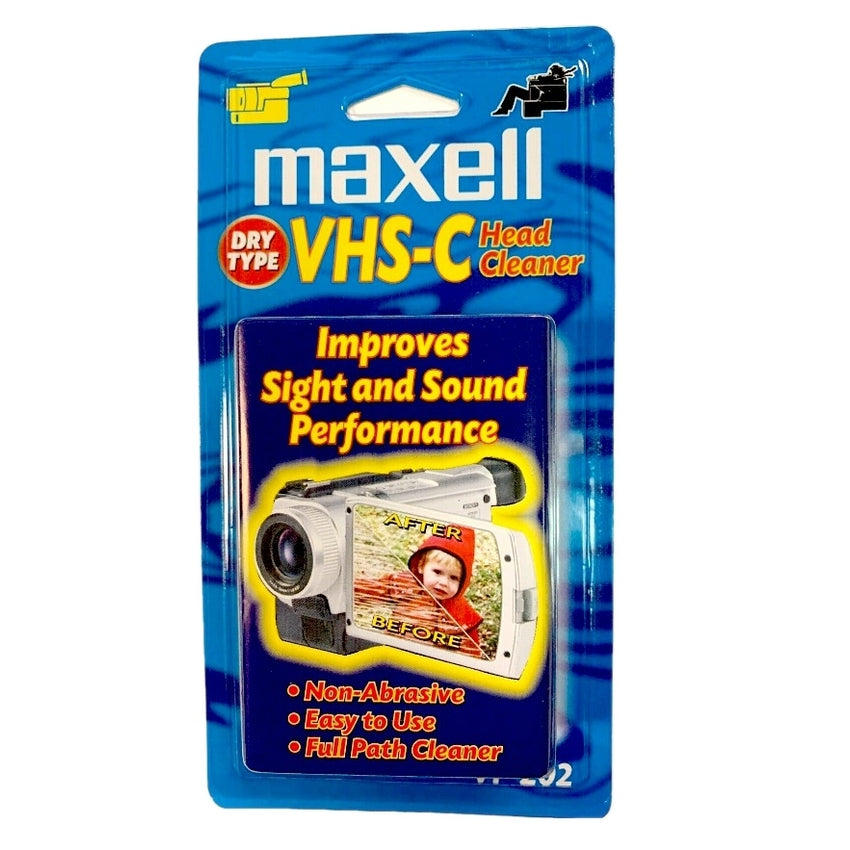 Maxell VP-202 Compact VHS-C Camcorder Head Cleaner, Non Abrasive, New
