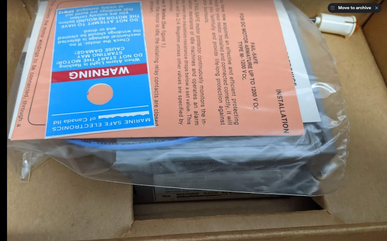 Marine Safe Electronics MSE "Fail Safe" Insulation Fault DC Motor Protector M-1200/DC