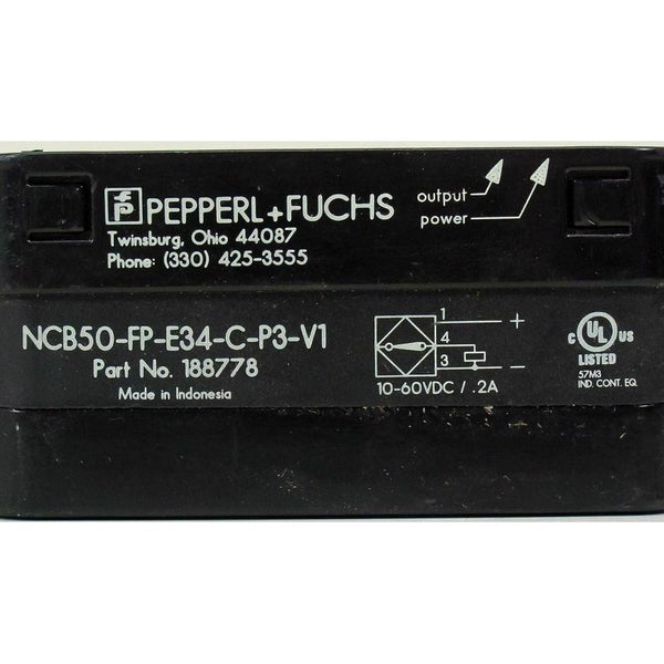 Pepperl+Fuchs NCB50-FP-E2-C-P3-V1 Inductive Sensor, 3-Wire DC, 50mm Flush (187584, NCB50FPE2CP3V1)