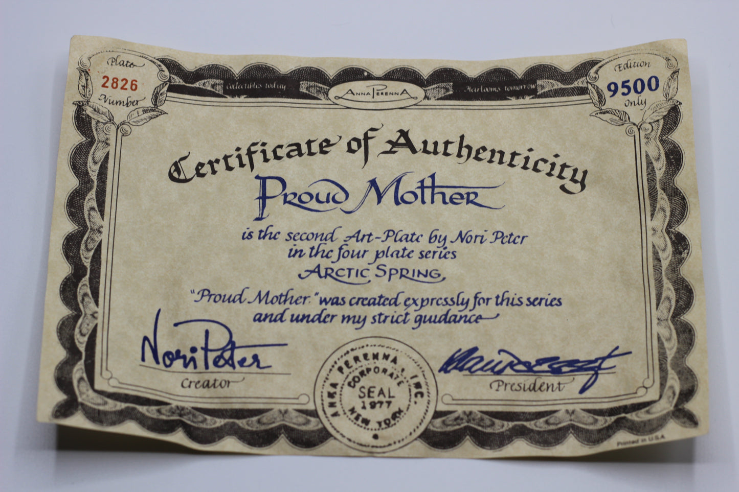 Anna Perenna  "Arctic Spring" Complete 4 Plate Series, Inuit Art by Nori Peter