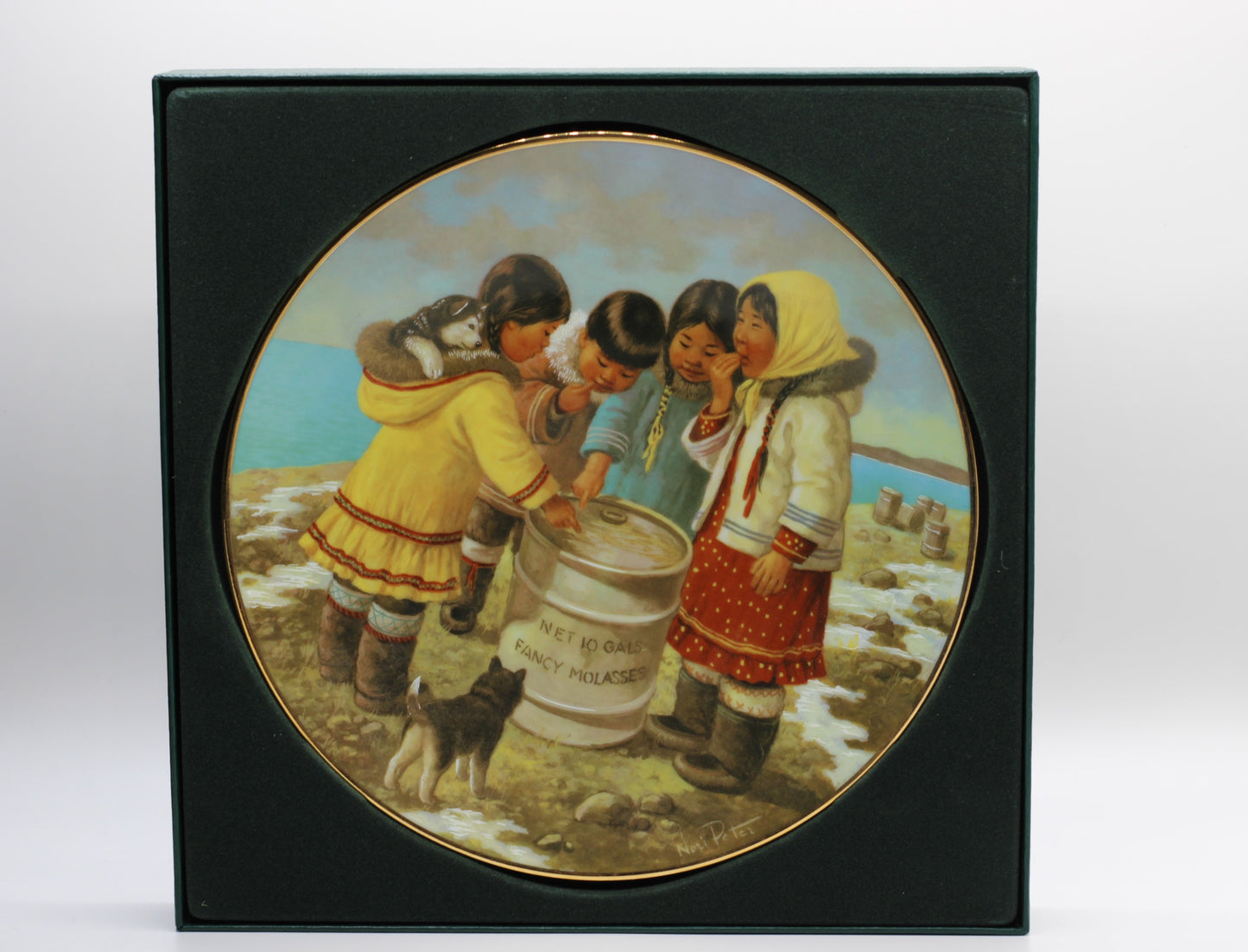 Anna Perenna  "Arctic Spring" Complete 4 Plate Series, Inuit Art by Nori Peter