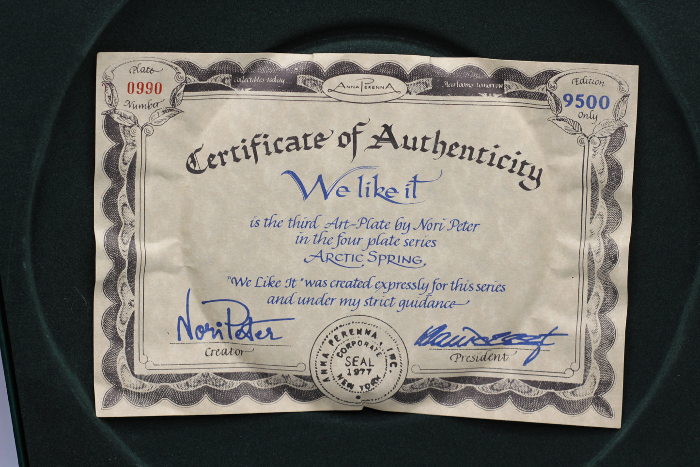 Anna Perenna  "Arctic Spring" Complete 4 Plate Series, Inuit Art by Nori Peter