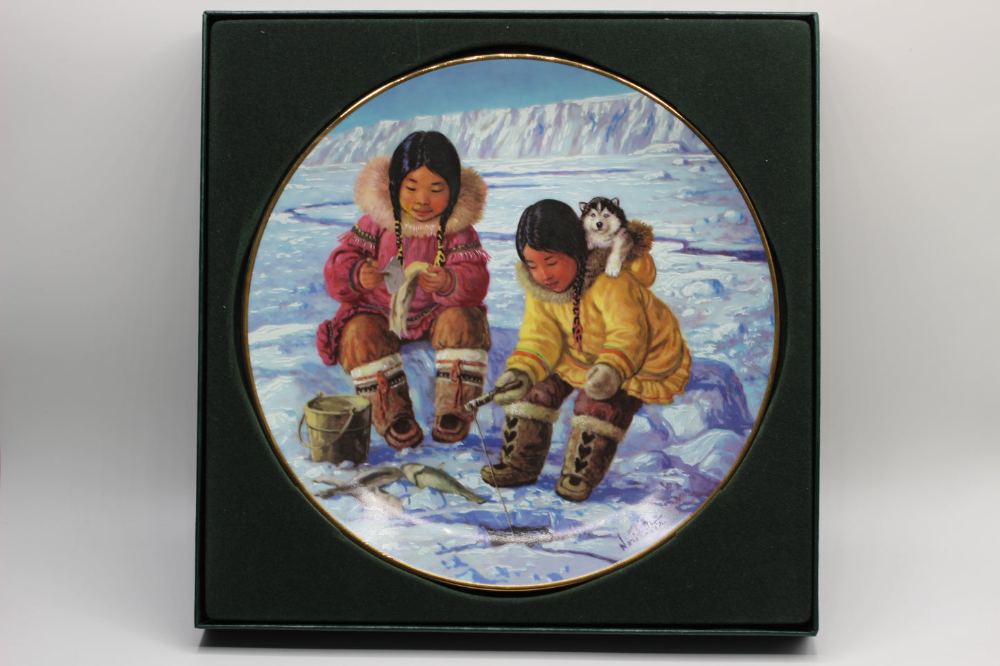 Anna Perenna  "Arctic Spring" Complete 4 Plate Series, Inuit Art by Nori Peter