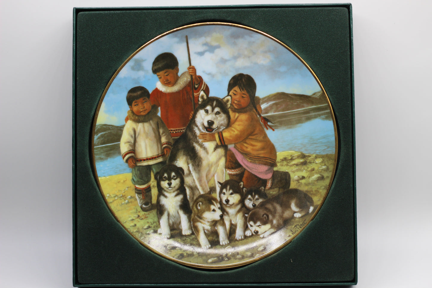 Anna Perenna  "Arctic Spring" Complete 4 Plate Series, Inuit Art by Nori Peter