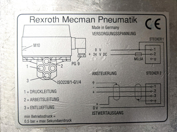 Rexroth Mecman Bosch Pneumatik 5610102050 Pneumatic Vacuum Regulator (7291, 06W48)
