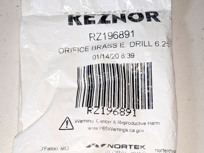 Reznor RZ 196891 Burner Orifice, Brass E, 6.25mm Natural Gas