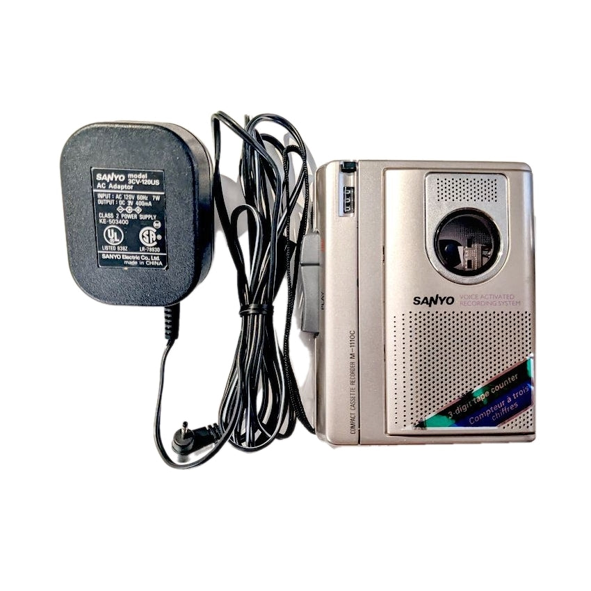 Sanyo M-1110C Voice Activated Cassette Recorder with Power Adapter