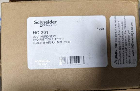 Schneider Electric HC-201 Electric Duct Humidistat, Two-Position