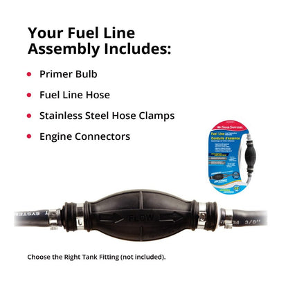 SeaSense Model 50052667-1, 3/8 inch x 6.5 ft Universal Heavy-Flow Fuel Line Assembly for Boats with Portable Fuel Systems