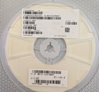 Taiyo Yuden JMK107 BJ475MAHT Ceramic Capacitor, Reel 4000 pcs., 4.7 µF 6.3V X5R 0603