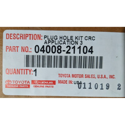 Toyota 04008-21104 Original Genuine Plug Hole Kit CRC Application 3