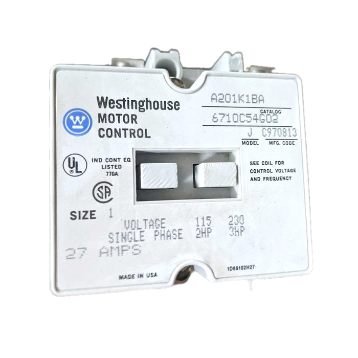 Westinghouse (Cutler-Hammer/Eaton) A201K1BA Non-Reversing Contactor (6710C54G02)